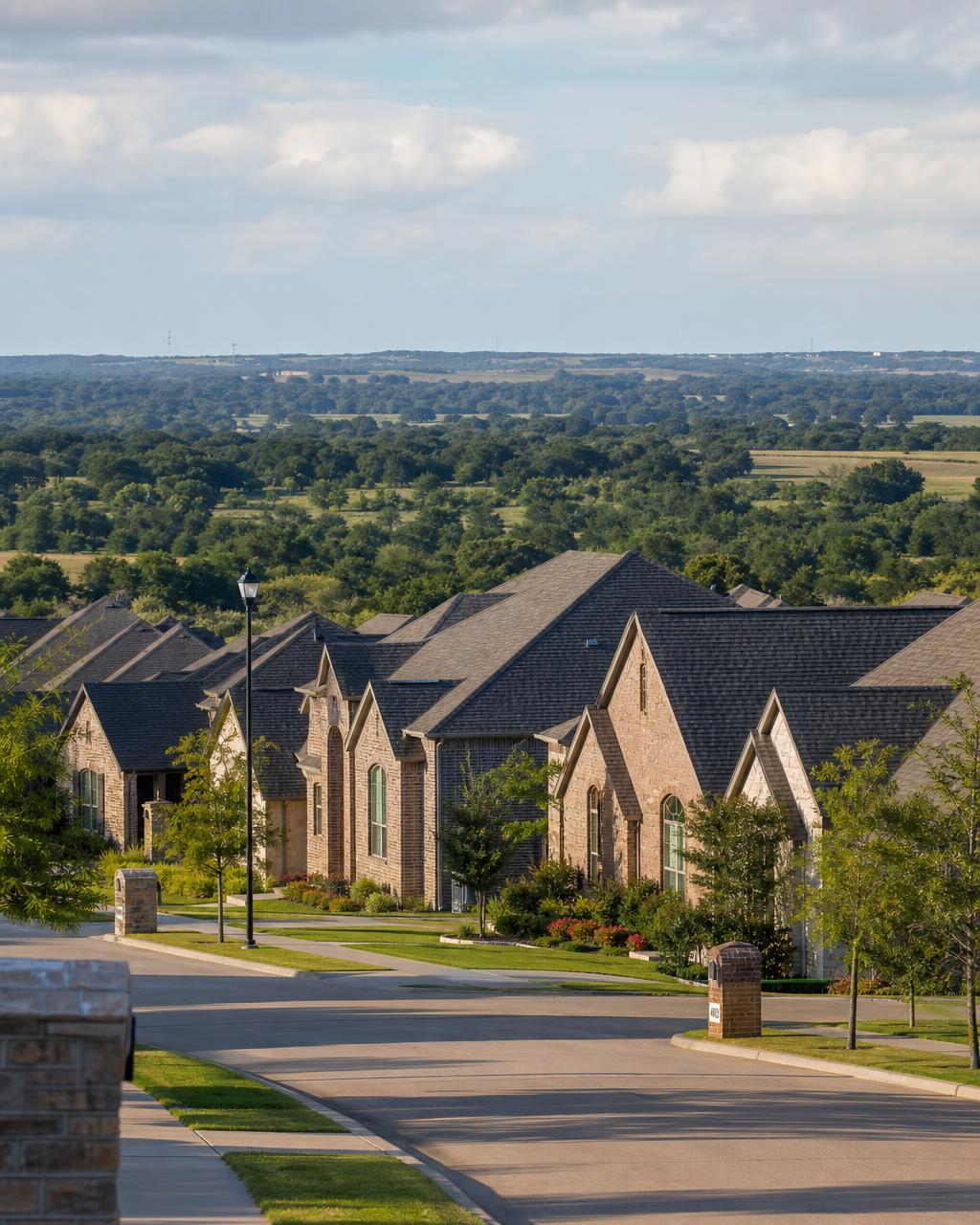 New roofs across a Johnson County, TX residential street