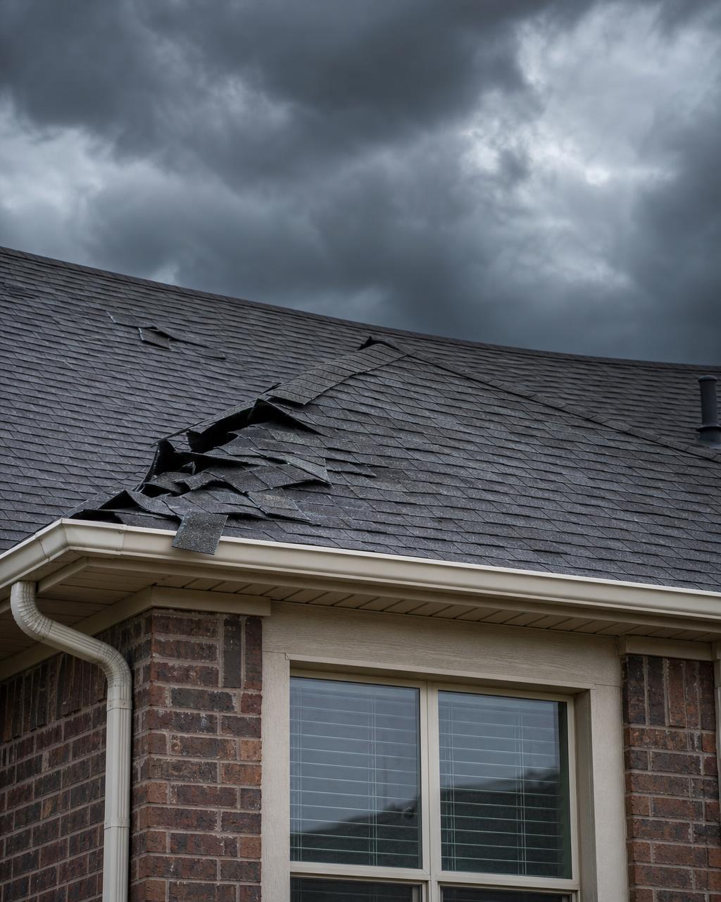 Wind lifted shingles on a Burleson, TX home