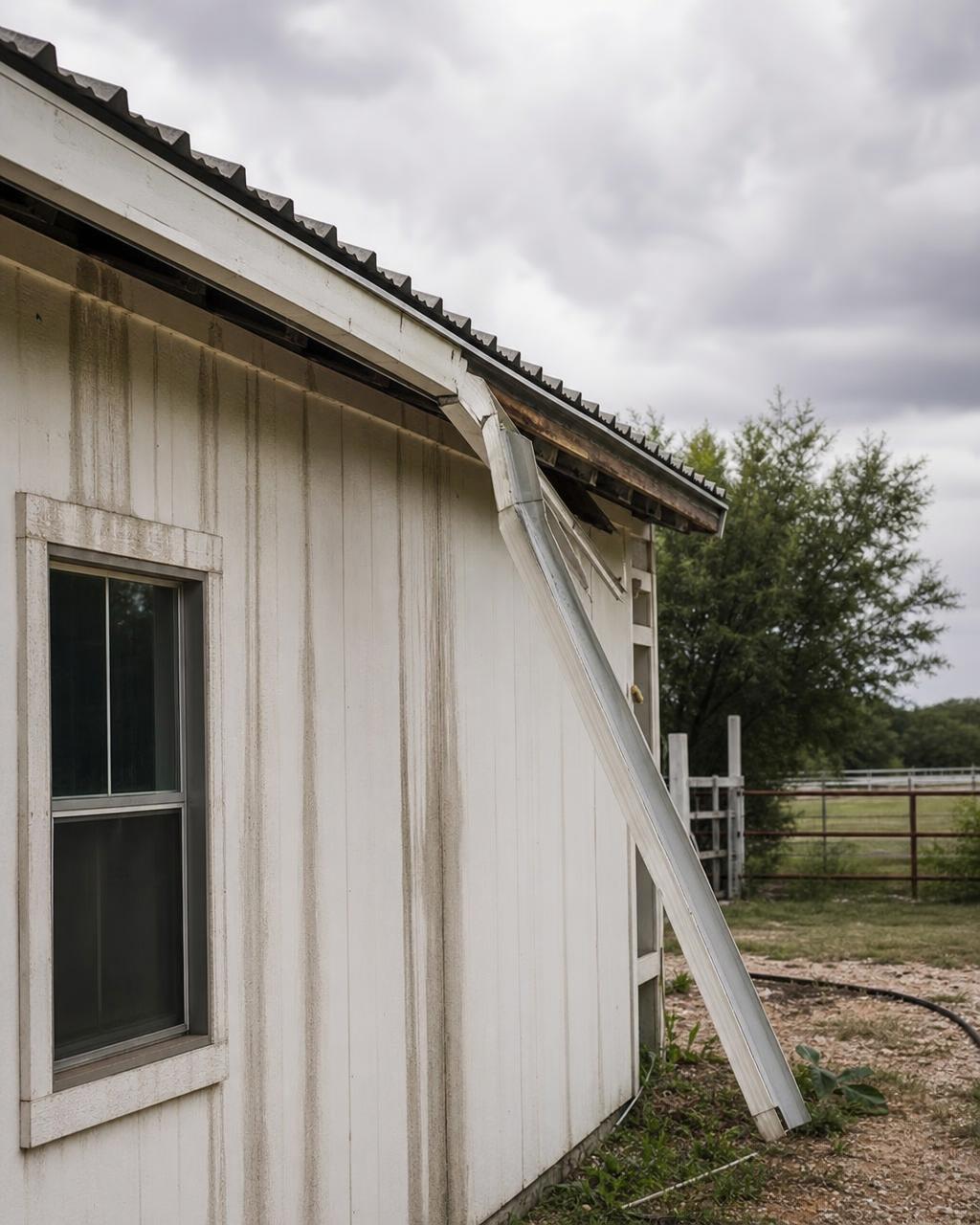 Sagging gutter pulled away from the fascia on a Grandview, TX home